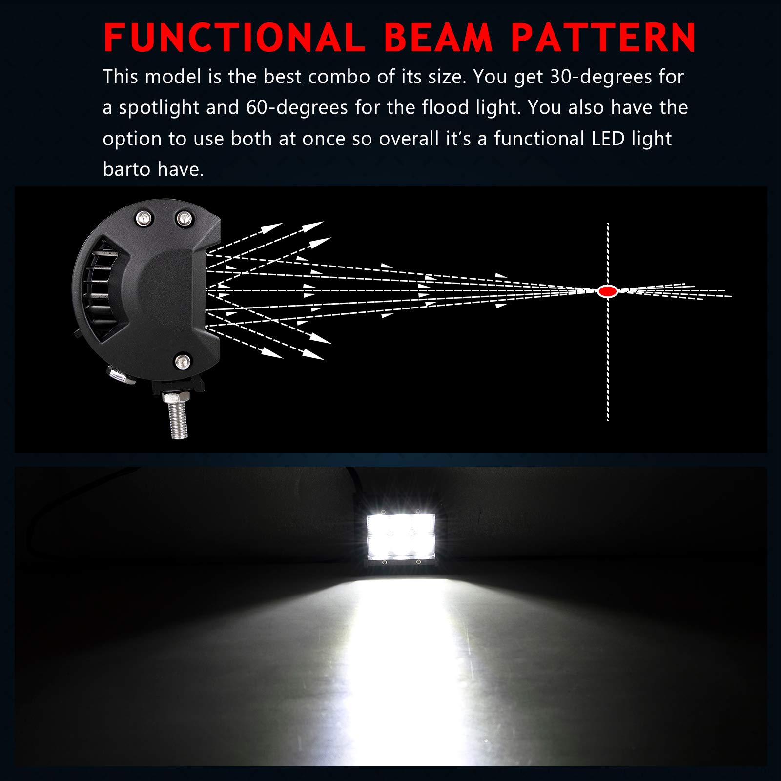 Willpower 10 Pieces 18W 4 inch LED Work Light Bar Spot Driving Fog Lamps for Truck Car ATV SUV 4X4 Vehicle Truck Driving Lamp (4 in Spot) - Image 5