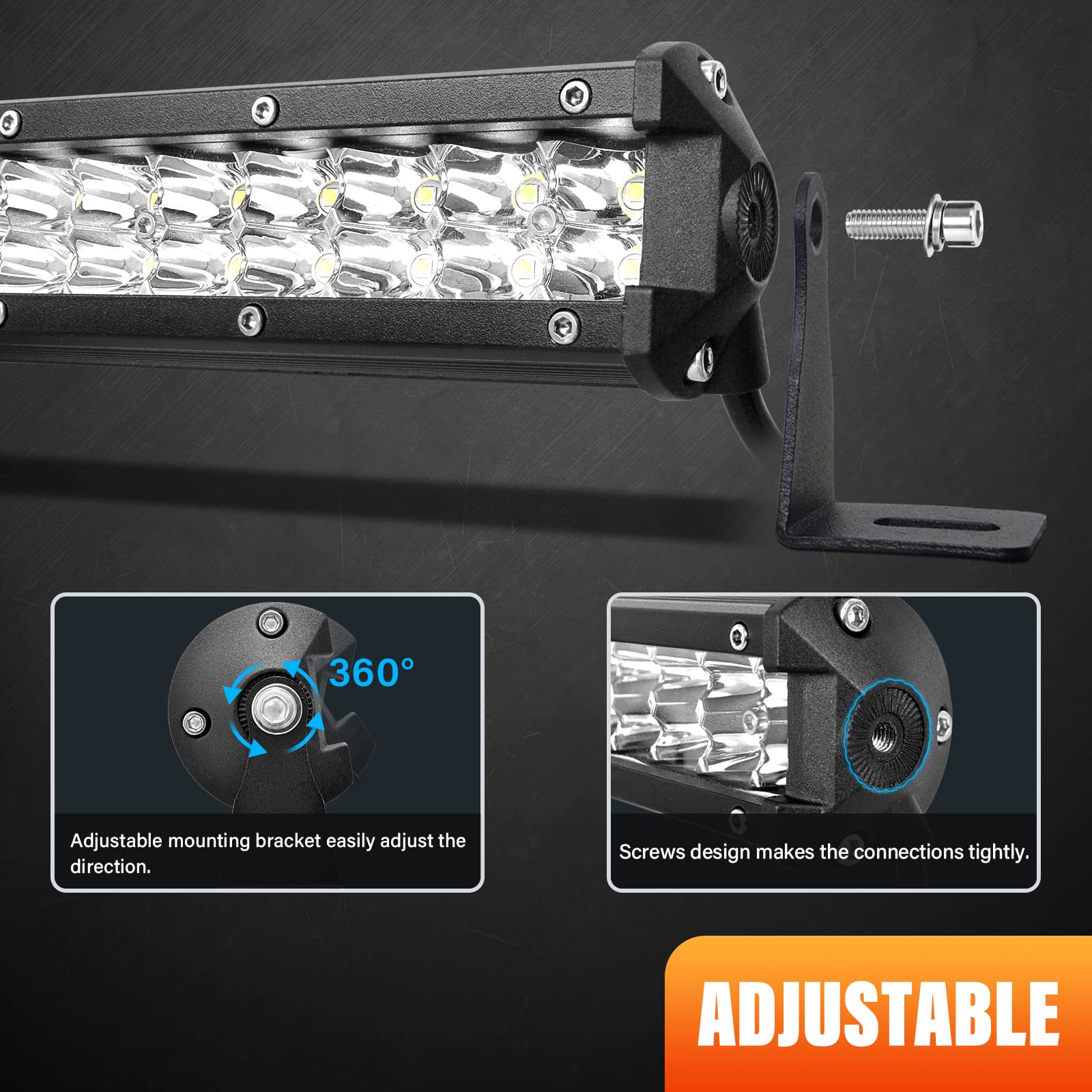 Willpower 15 inch 108W 6400LM Dual Row Slim LED Light Bar Spot Beam LED Golf Cart Work Light Bar IP67 Fog Light bar for RZR Boat ATV UTV Trucks SUV Tractor,12V 24V - Image 4