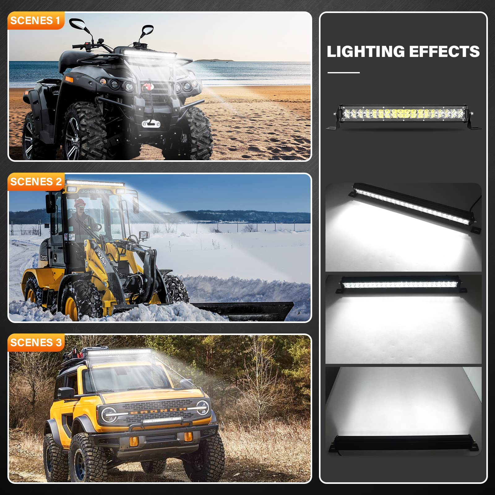 Willpower 15 inch 108W 6400LM Dual Row Slim LED Light Bar Spot Beam LED Golf Cart Work Light Bar IP67 Fog Light bar for RZR Boat ATV UTV Trucks SUV Tractor,12V 24V - Image 7