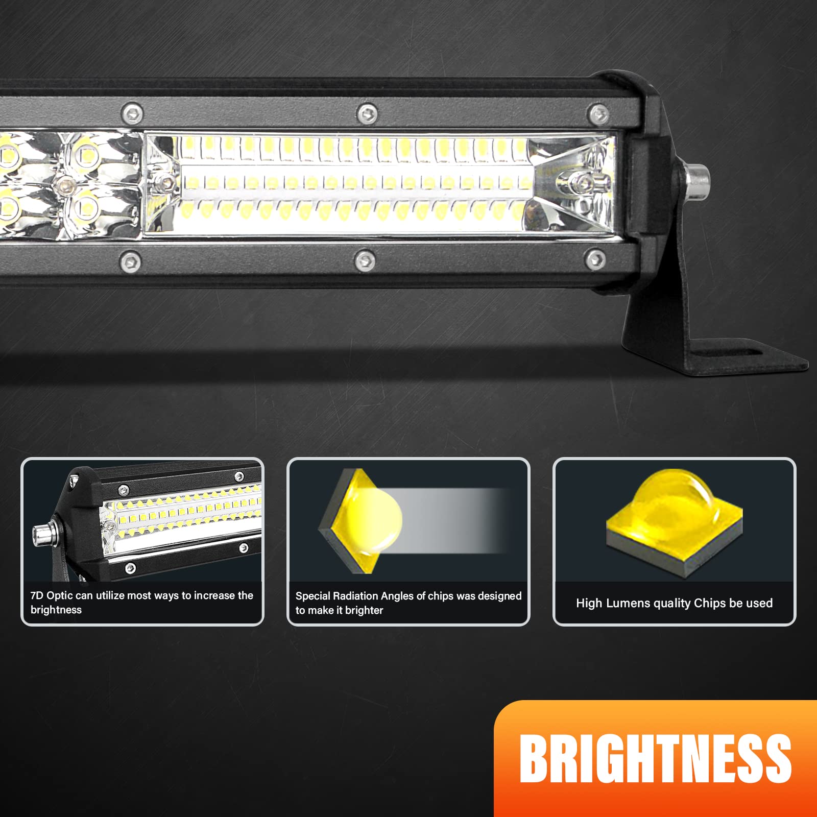 Willpower 15 inch 144W 8600LM Single Row Slim LED Light Bar Spot Beam LED Golf Cart Work Light Bar IP67 Fog Light bar for RZR Boat ATV UTV Trucks SUV Tractor,12V 24V - Image 3