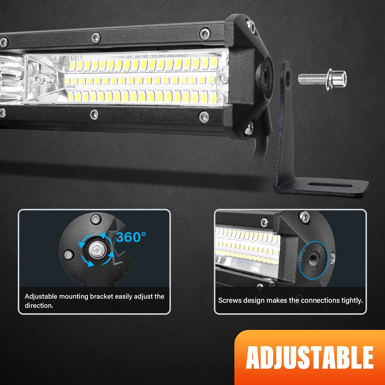 Willpower 15 inch 144W 8600LM Single Row Slim LED Light Bar Spot Beam LED Golf Cart Work Light Bar IP67 Fog Light bar for RZR Boat ATV UTV Trucks SUV Tractor,12V 24V - Image 4