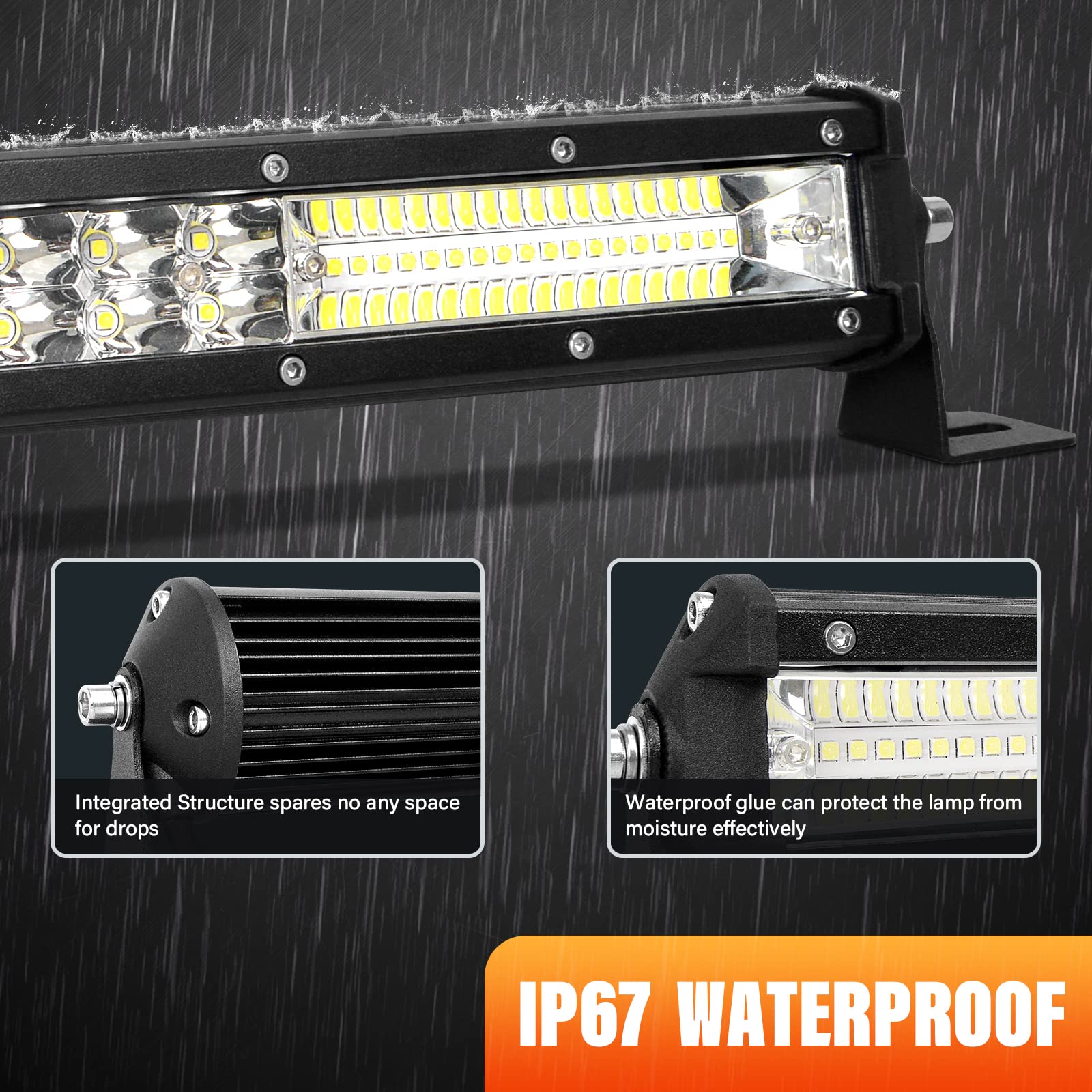 Willpower 15 inch 144W 8600LM Single Row Slim LED Light Bar Spot Beam LED Golf Cart Work Light Bar IP67 Fog Light bar for RZR Boat ATV UTV Trucks SUV Tractor,12V 24V - Image 6