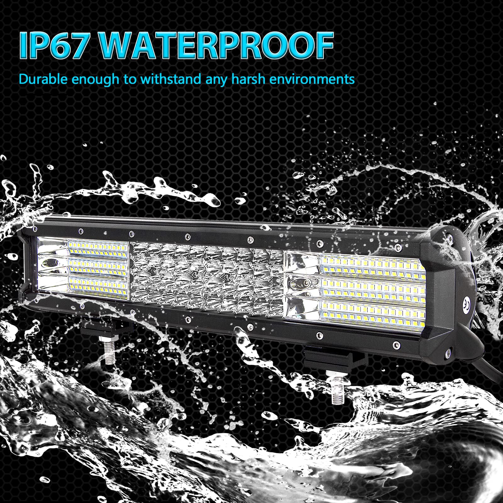 Willpower 15 inch 390W LED Light Bar 4 Row Spot Flood Combo Beam Off Road Lights Work Light with Wiring Harness for Jeep Trucks SUV ATV UTV Boat Lights, 12V 24V Waterproof - Image 7