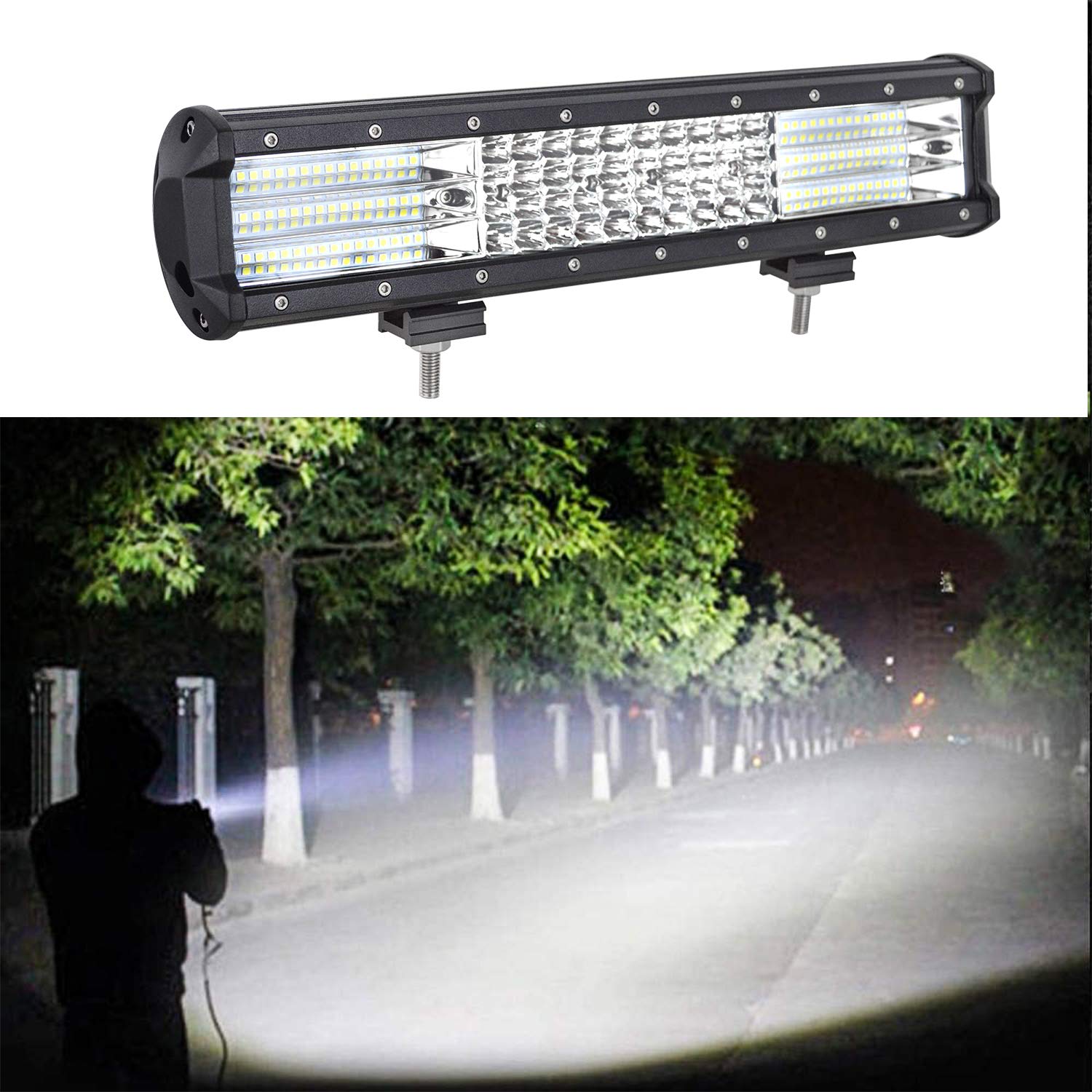 Willpower 15 inch 390W LED Light Bar 4 Row Spot Flood Combo Beam Off Road Lights Work Light with Wiring Harness for Jeep Trucks SUV ATV UTV Boat Lights, 12V 24V Waterproof - Image 8