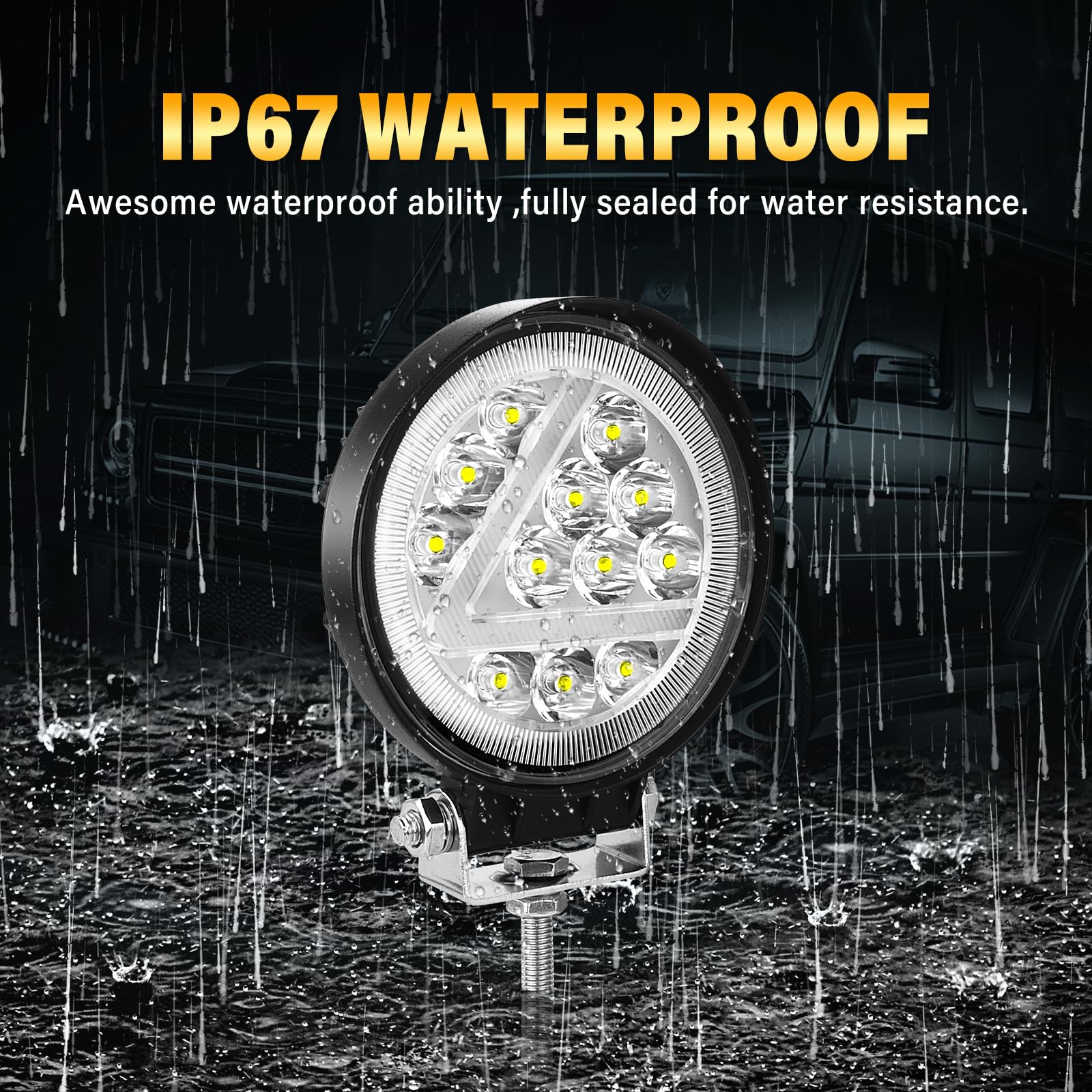 Willpower 2 PCS 4 inch Round LED Work Light Bar,36W Spot Amber White Separate Control Driving Fog Lights with Wiring for Truck Jeep ATV UTV SUV Tractor 4x4 Cart Trailer,12V 24V Waterproof - Image 6