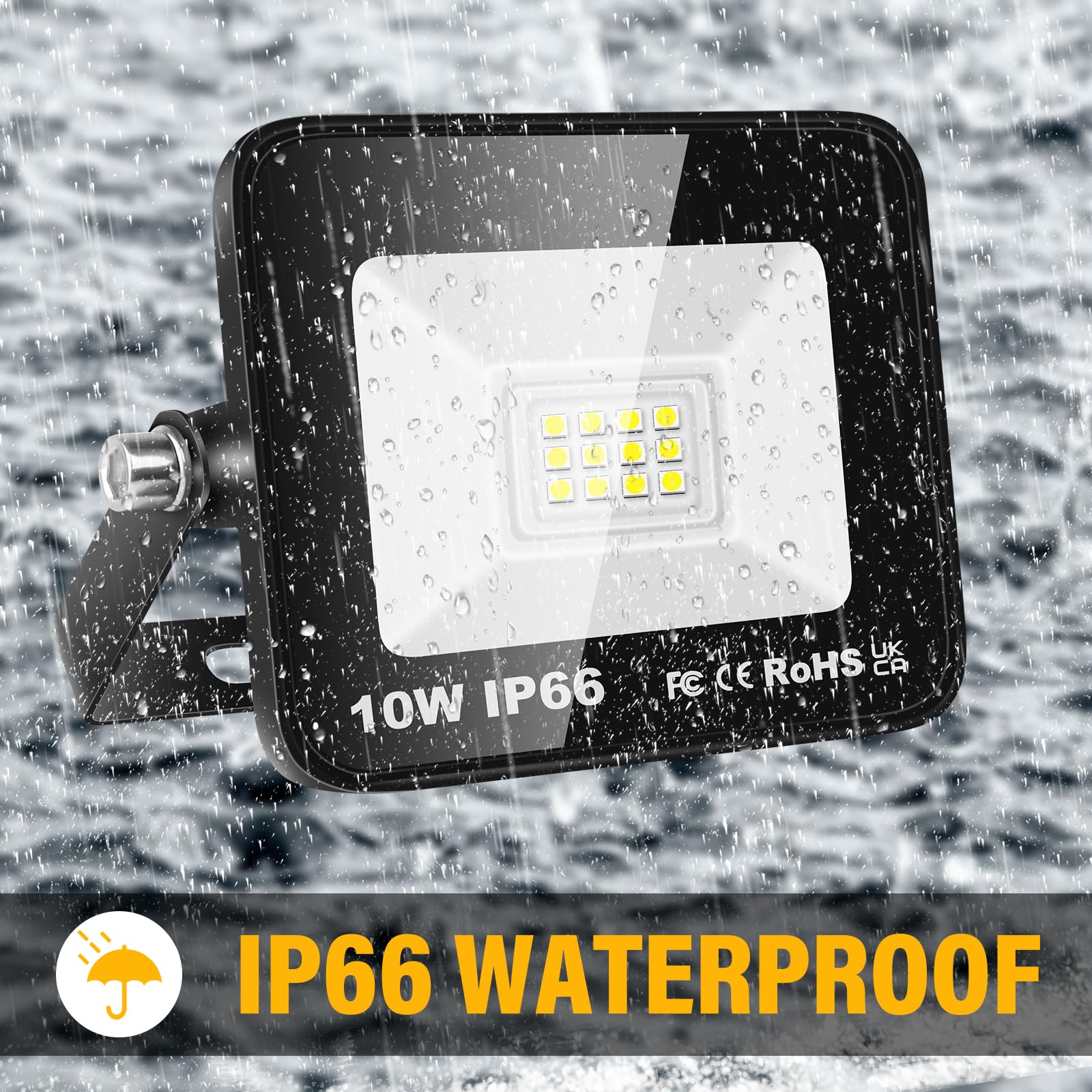 Willpower 10W LED Flood Lights Outdoor Security Lights 1000LM Outside Lamp 6000K Daylight White Spot Light Exterior Lighting for Yard Backyard House Court Stadium Parking,IP66 Waterproof 90V-140V - Image 8