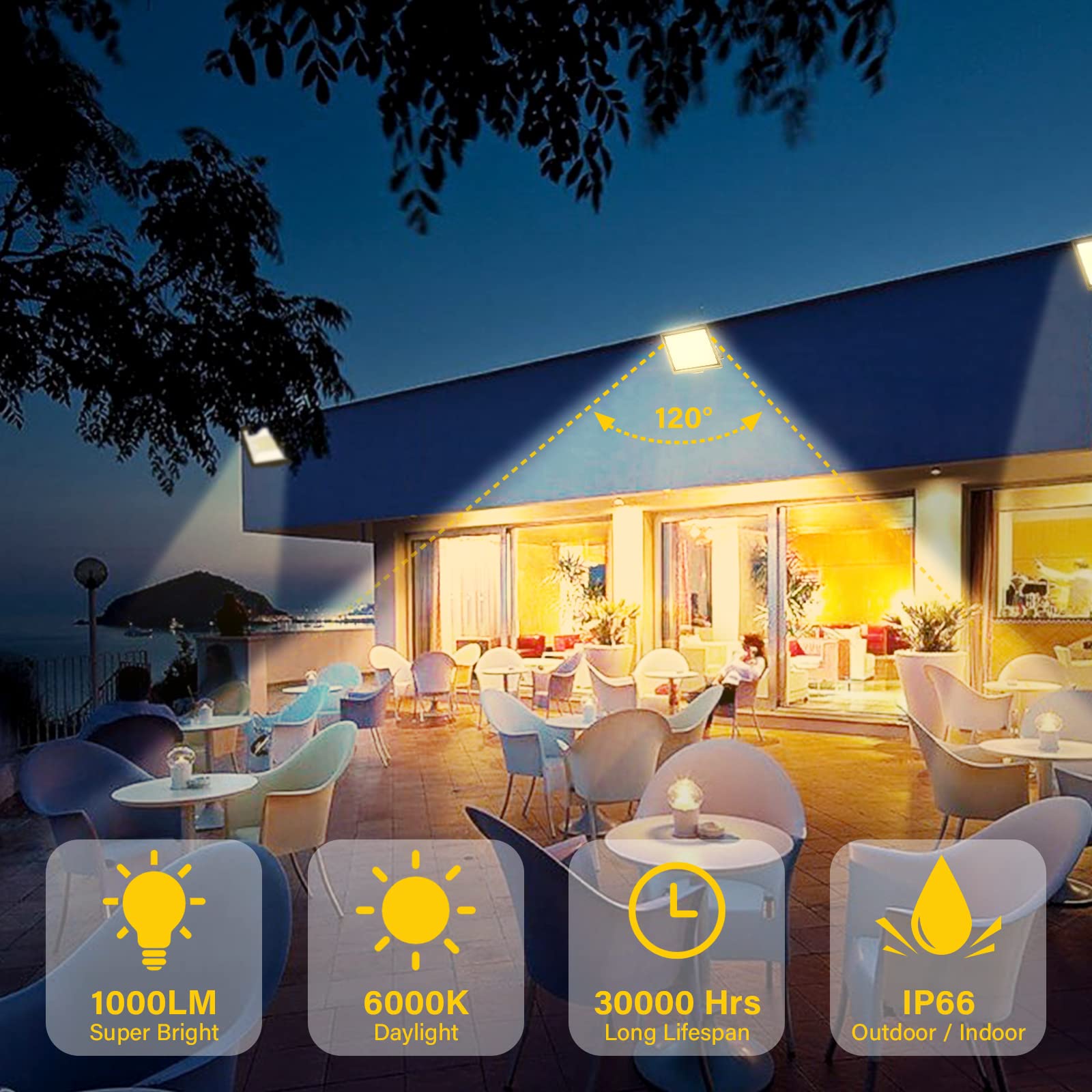 Willpower 2 Pieces 10W LED Flood Lights,900lm Outdoor Security Lights,IP66 Waterproof Outside Lamp 4000K Warm White Spot Light 110V Exterior Lighting for Yard Backyard House Court Stadium Parking - Image 6