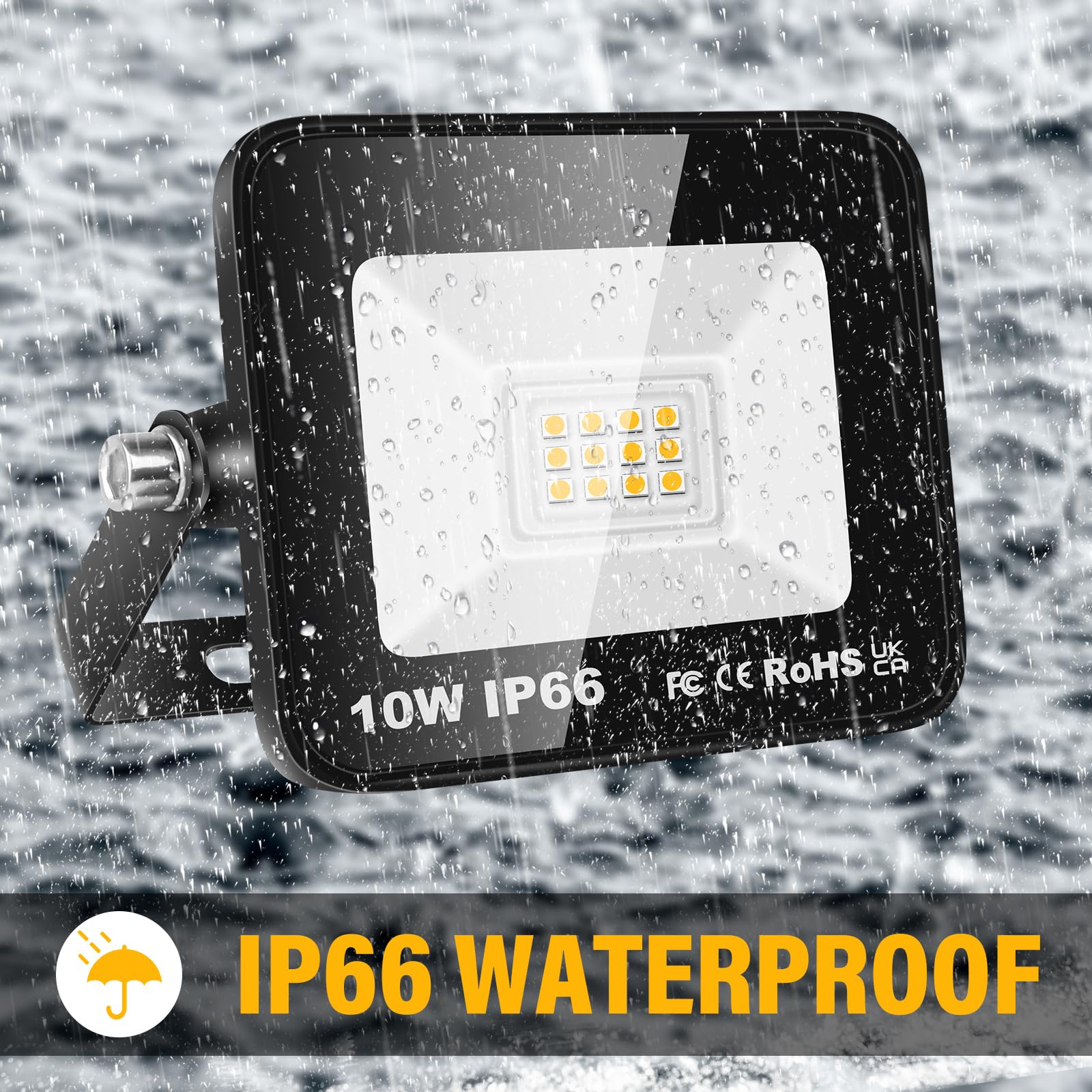 Willpower 2 Pieces 10W LED Flood Lights,900lm Outdoor Security Lights,IP66 Waterproof Outside Lamp 4000K Warm White Spot Light 110V Exterior Lighting for Yard Backyard House Court Stadium Parking - Image 9