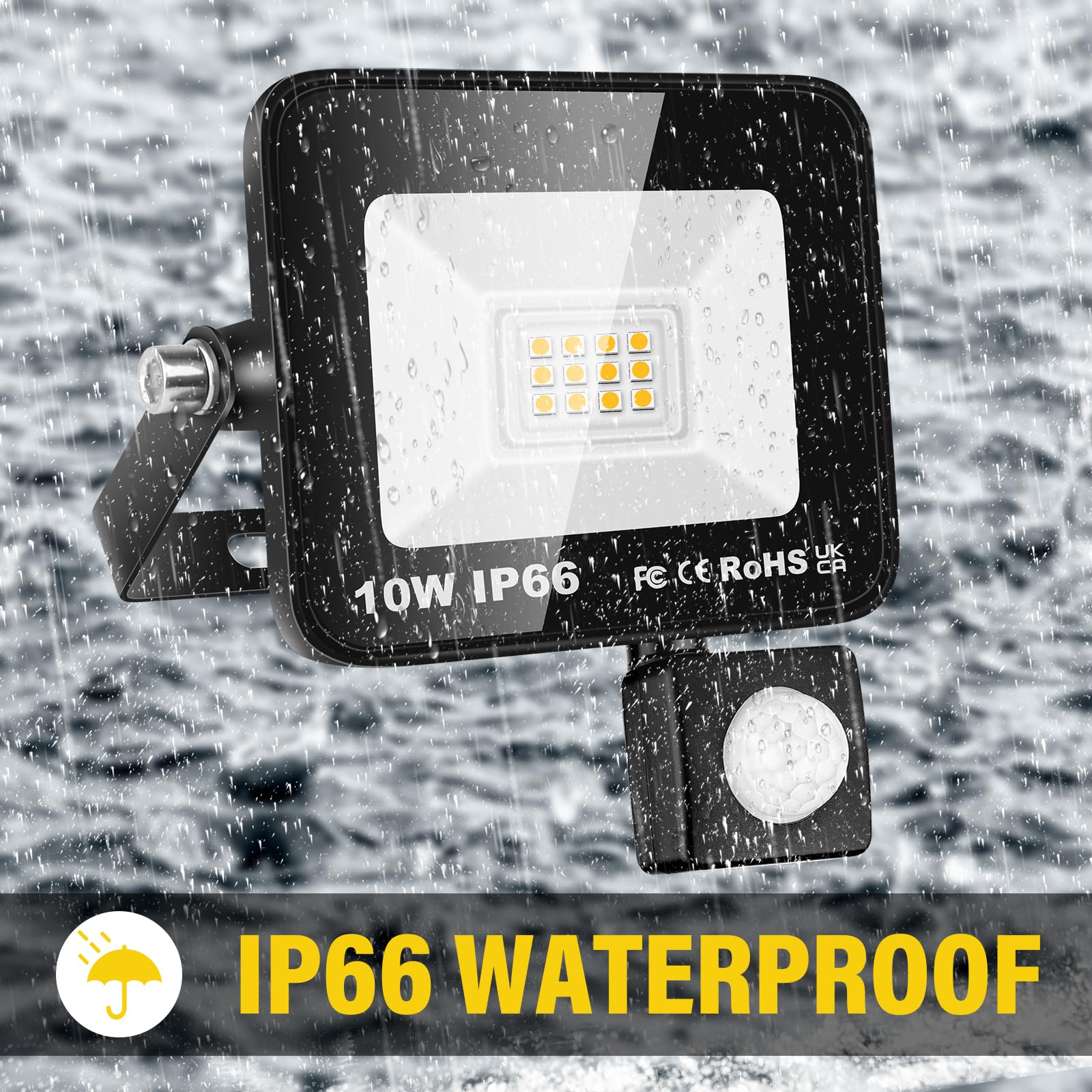 Willpower 2 Pieces 10W LED Floodlight with Motion Sensor, 1000LM Outdoor Security Lights,4000K Warm White Outside Spot Light,IP66 Exterior Lighting for Yard Backyard House Court Stadium Parking - Image 8