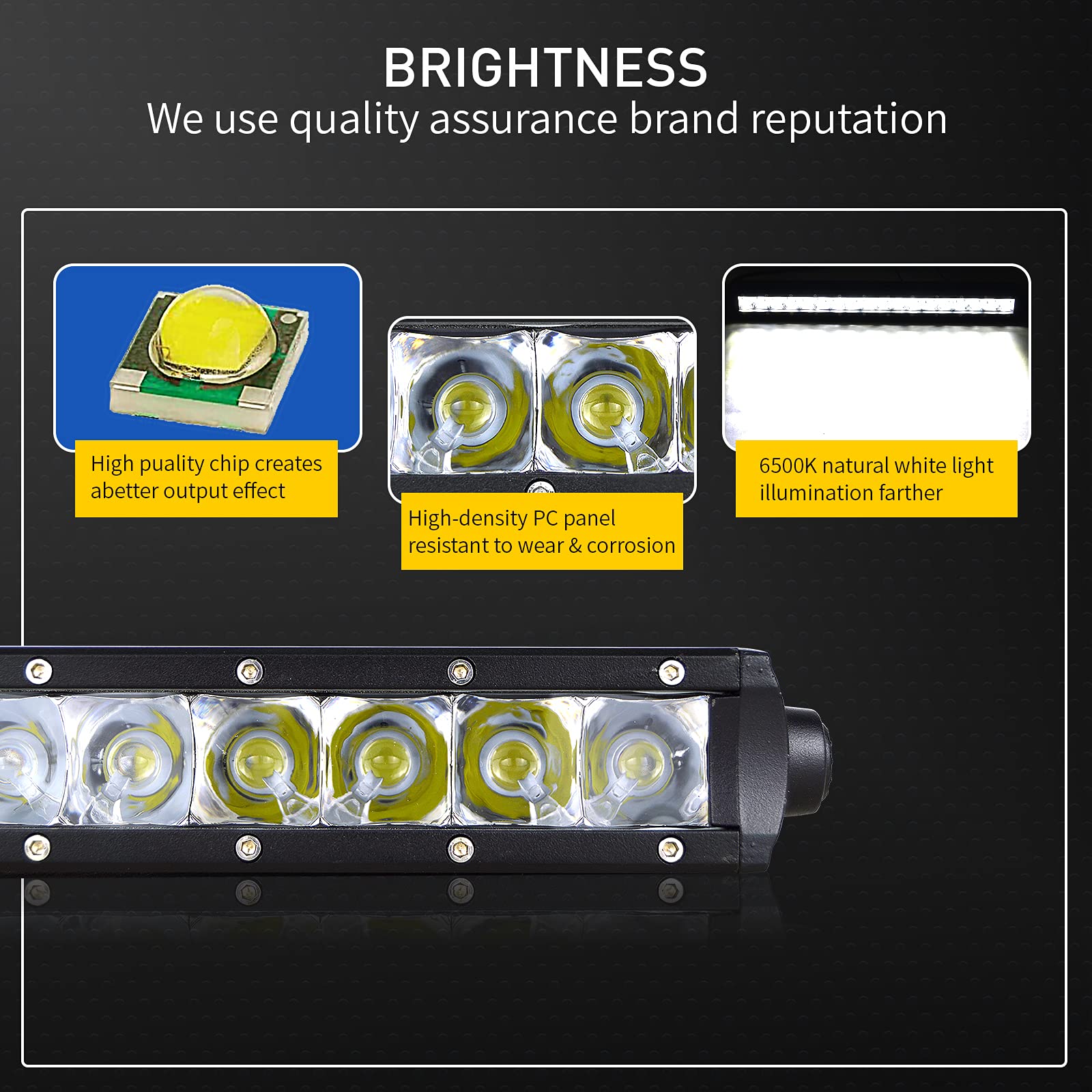 Willpower 20 inch 90W Spot Single Row 8100LM Off Road LED Fog & Driving Roof Bumper Light Bars 2 Style Mounting Brackets for Vehicle Off Road ATV UTV Trucks Boat,12V 24V Waterproof - Image 3