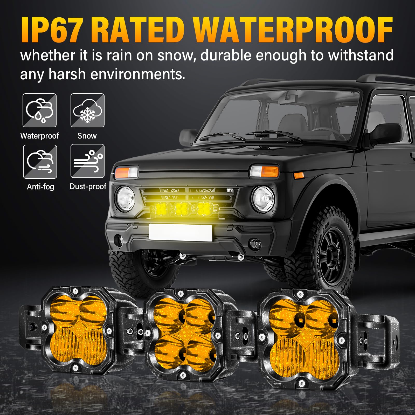 Willpower 20 inch 90W Straight Curved Adjustable & Linkable LED Light Bar with DT Wire,Amber Spot Flood Beam Off Road 4X4 Driving Fog Lights for 12V 24V Vehicle 4WD Car ATV SUV Truck Tractor Trailer - Image 8