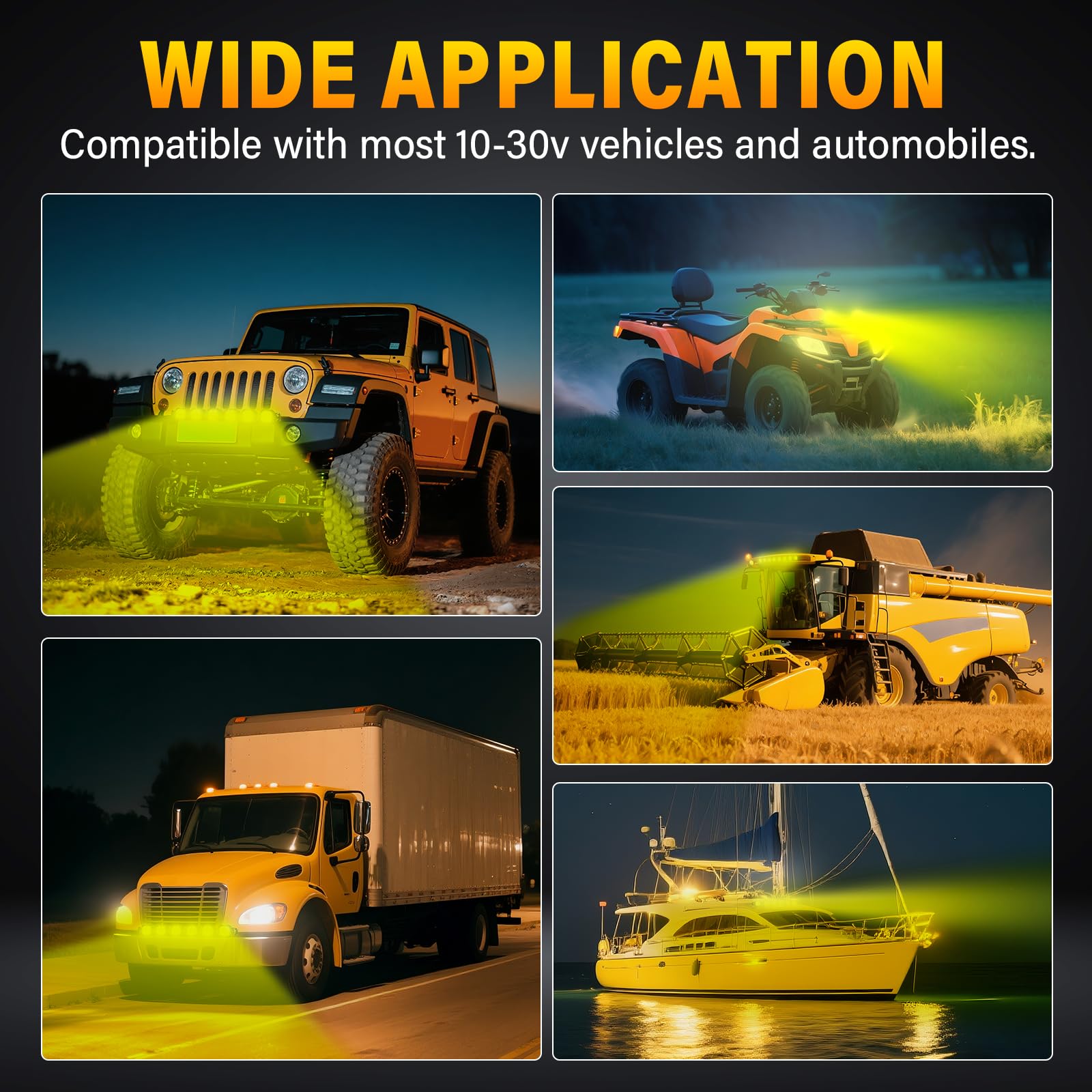 Willpower 20 inch 90W Straight Curved Adjustable & Linkable LED Light Bar with DT Wire,Yellow Spot Flood Beam Off Road 4X4 Driving Fog Lights for 12V 24V Vehicle 4WD Car ATV SUV Truck Tractor Trailer - Image 7