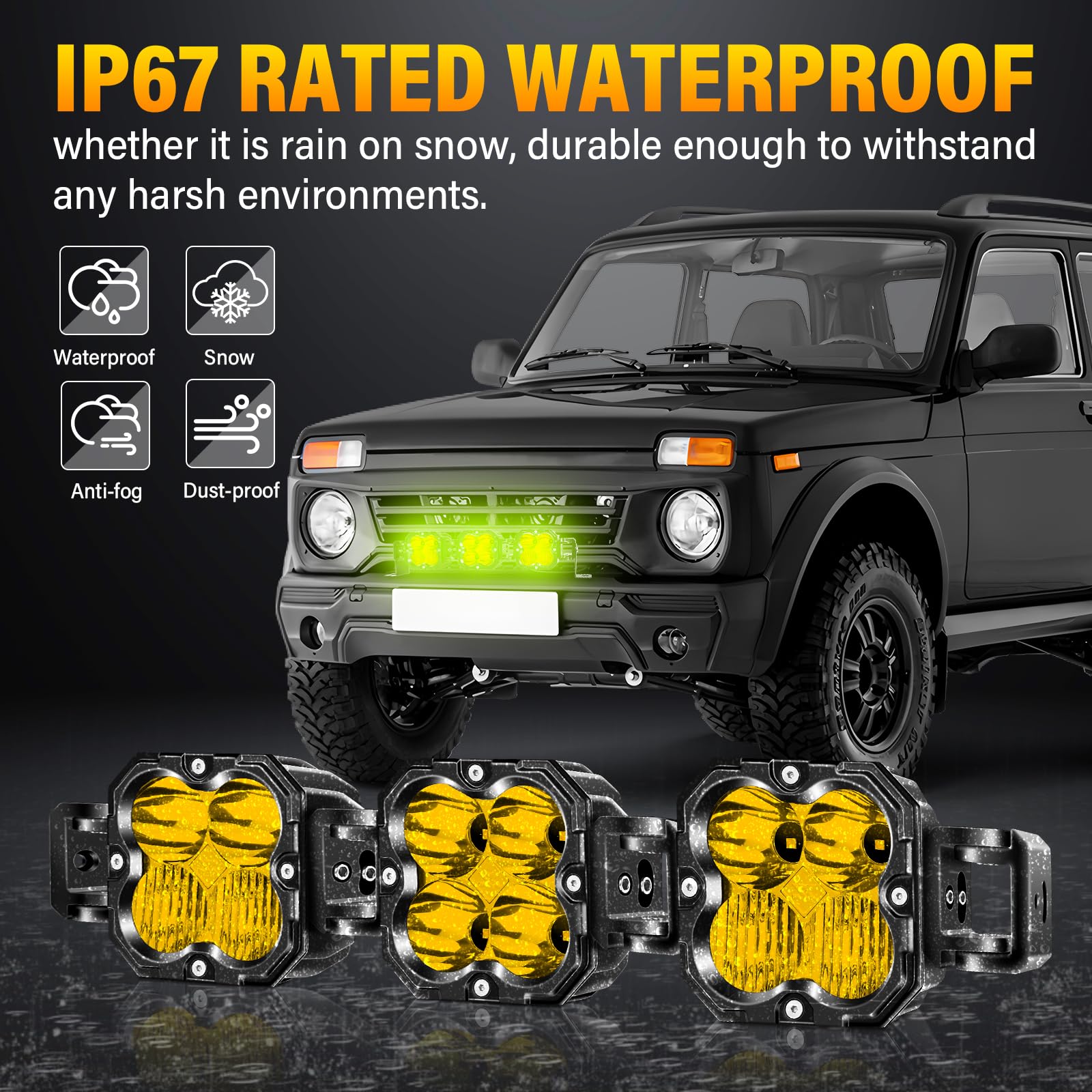 Willpower 20 inch 90W Straight Curved Adjustable & Linkable LED Light Bar with DT Wire,Yellow Spot Flood Beam Off Road 4X4 Driving Fog Lights for 12V 24V Vehicle 4WD Car ATV SUV Truck Tractor Trailer - Image 8