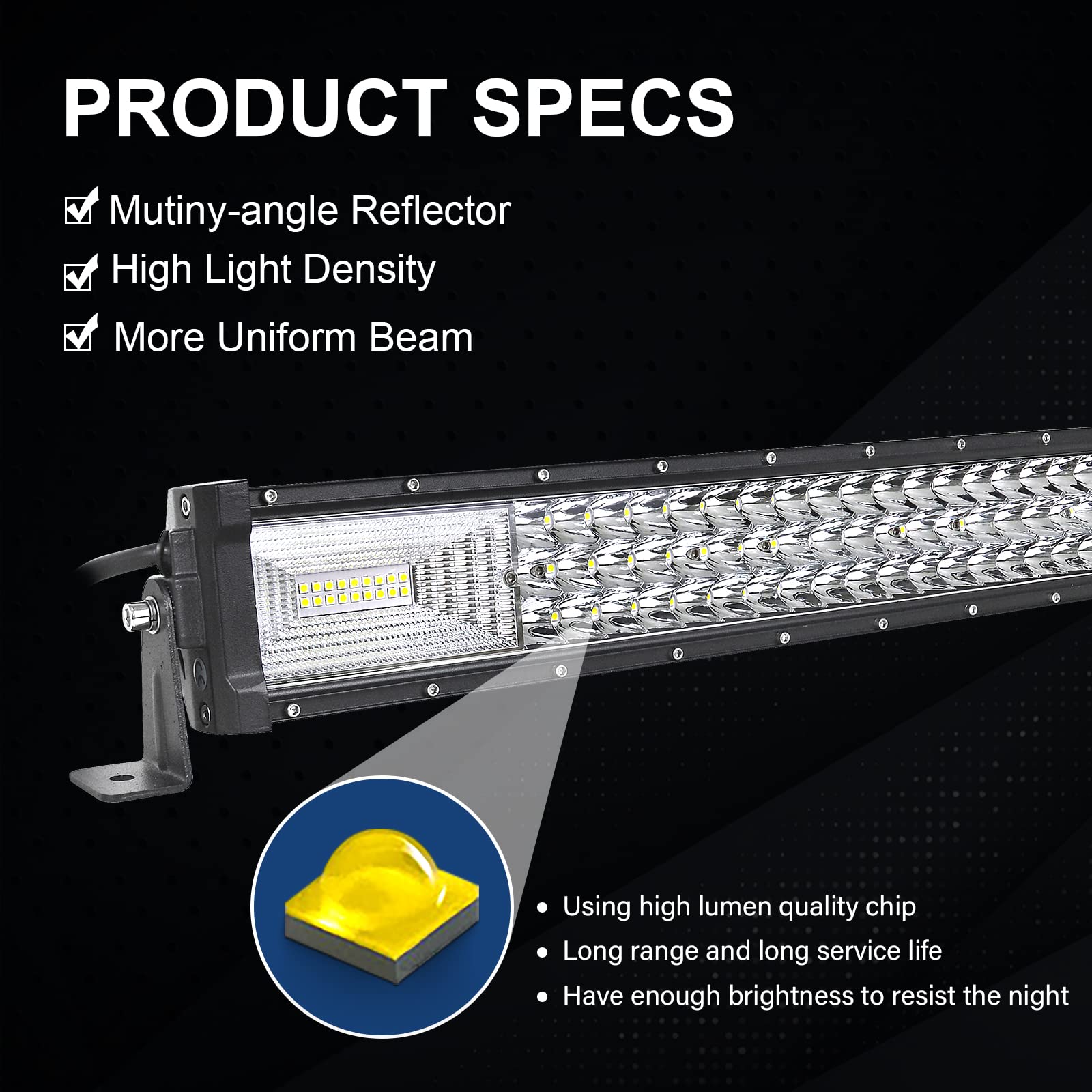 Willpower 22 inch 270W Curved LED Work Light Bar Triple Row Driving Lights Fog Lamp Off Road Lighting DC 12V 24V for SUV UTE ATV Truck 4x4 Boat - Image 3