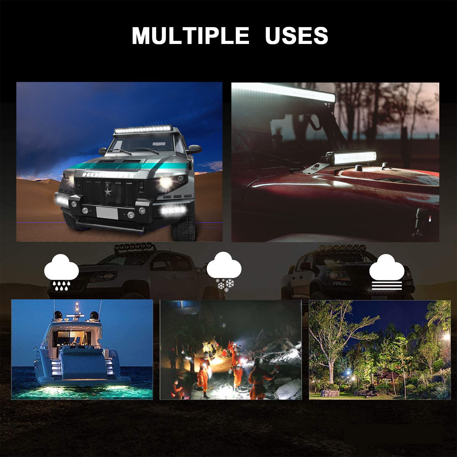 Willpower 22 inch 270W Straight LED Light Bar 7D Lens Spot Flood Combo Beam Triple Row LED Work Driving Lights for Jeep Off Road ATV AWD SUV 4WD 4x4 Pickup,12V 24V DT Connector Waterproof - Image 8