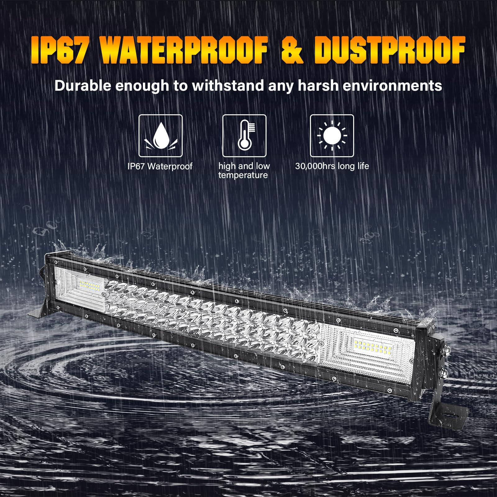 Willpower 22 inch Curved LED Light Bar with Remote Controller Wiring Harness,270W Triple Row Spot Flood Combo Beam,Strobe Flash Work Light Driving Lights,Waterproof Remote Controller On/Off Switch - Image 8