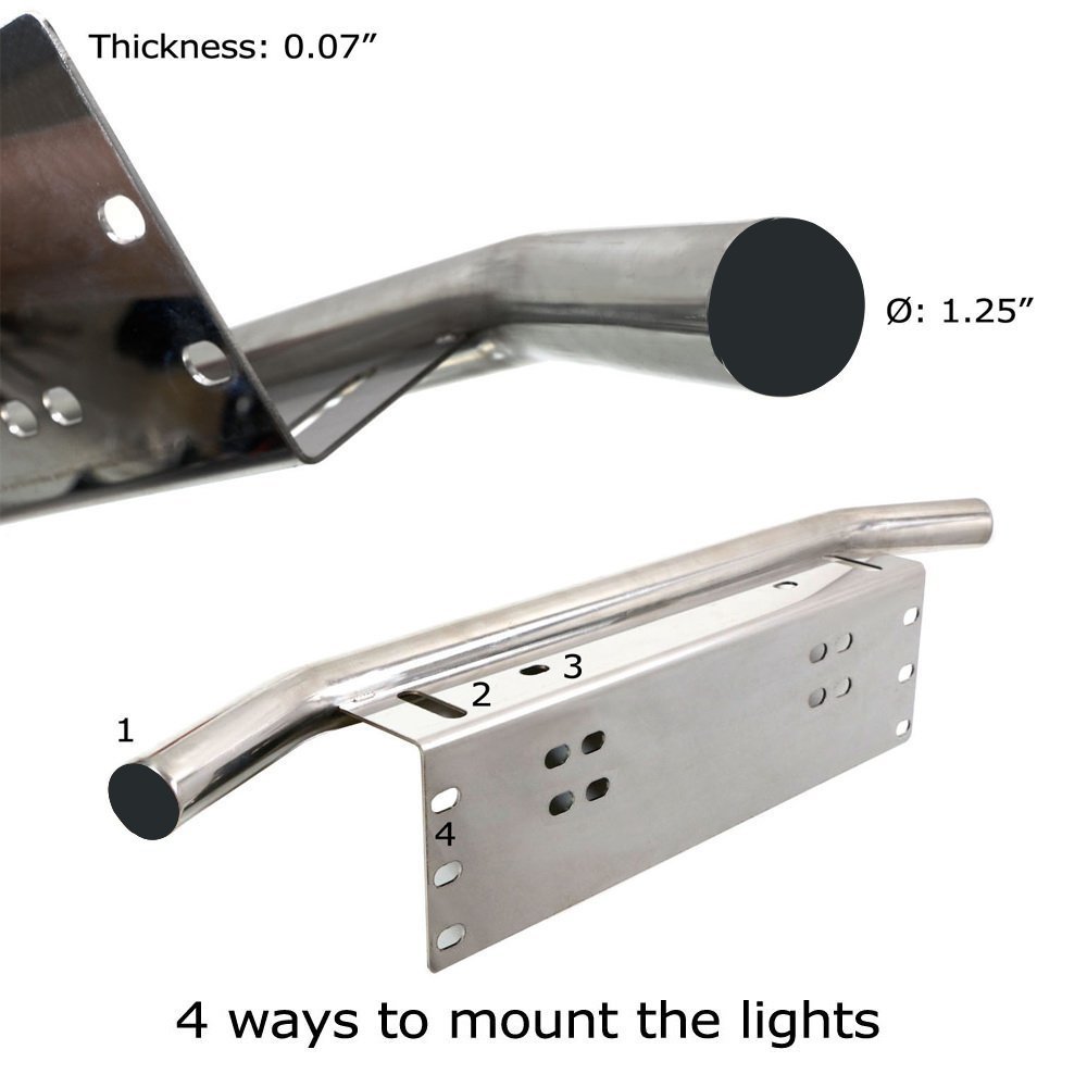 Willpower 23 inch Silver Universal License Plate Mounting Bracket Tube Clamp Roof Roll Cage Holder for LED HID Light bar - Image 3
