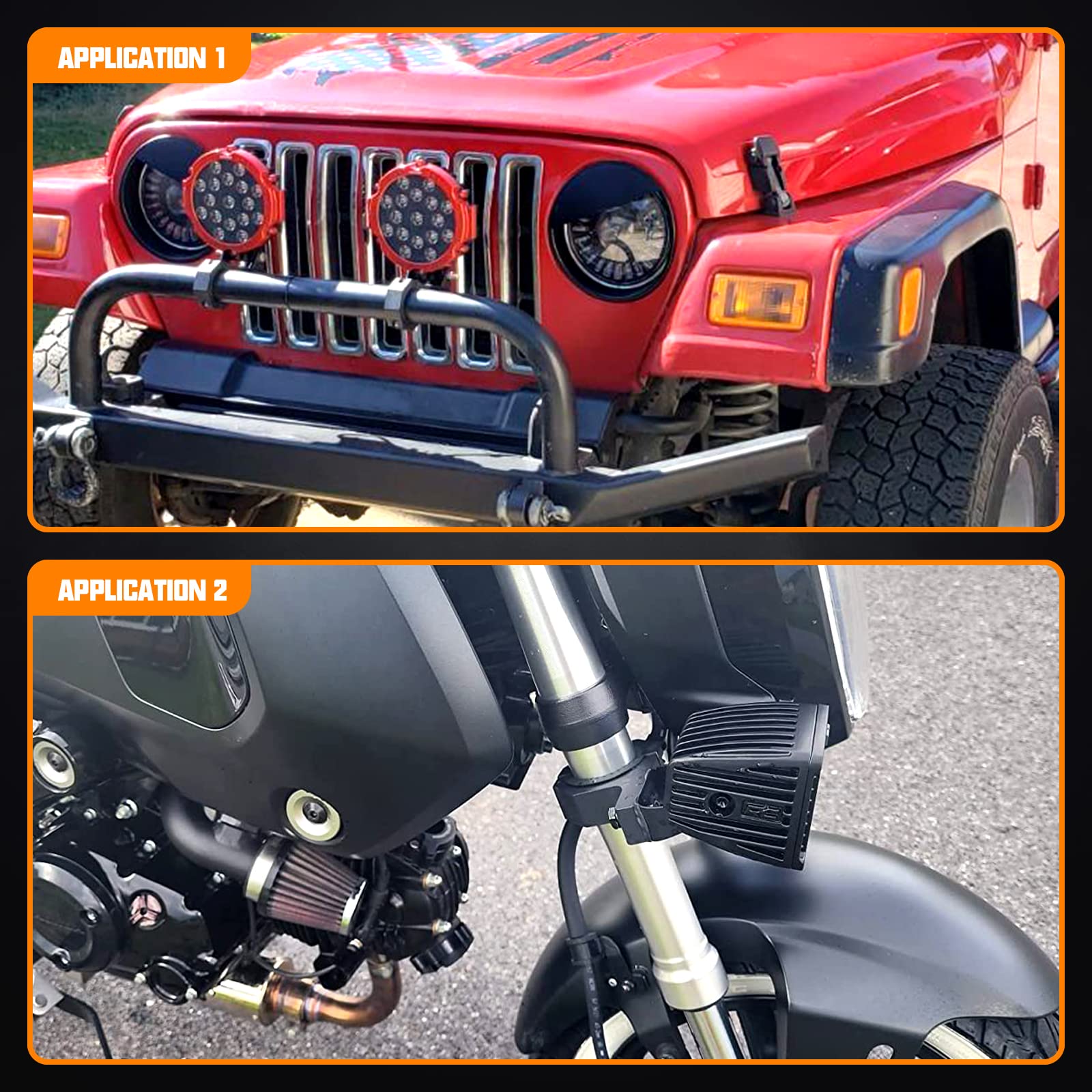 Willpower 2PCS 1/1.4 /2 inch Mounting Bracket Tube Clamp Roof Roll Cage Holder for LED HID Light bar - Image 6