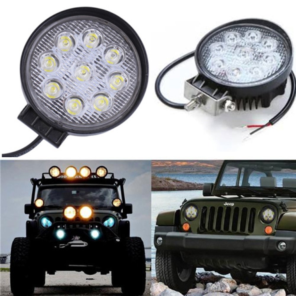 Willpower 2Pcs 4 Round Led Work Light Bar 27W 2200LM Driving Pods Spot Beam Work Lamp For Off-Road Suv Boat 4X4 Jeep JK 4WD Truck 12V-24V - Image 6