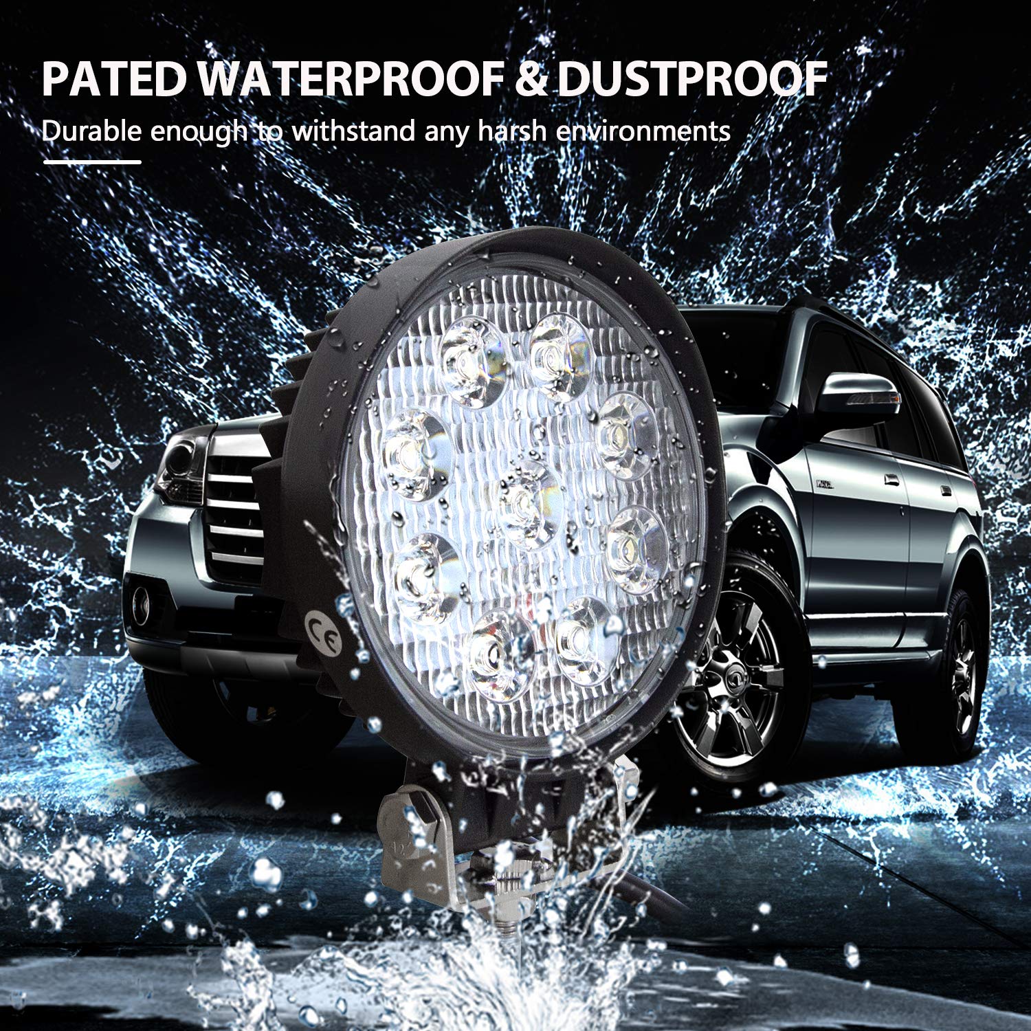 Willpower 2Pcs 4 Round Led Work Light Bar 27W 2200LM Driving Pods Spot Beam Work Lamp For Off-Road Suv Boat 4X4 Jeep JK 4WD Truck 12V-24V - Image 7