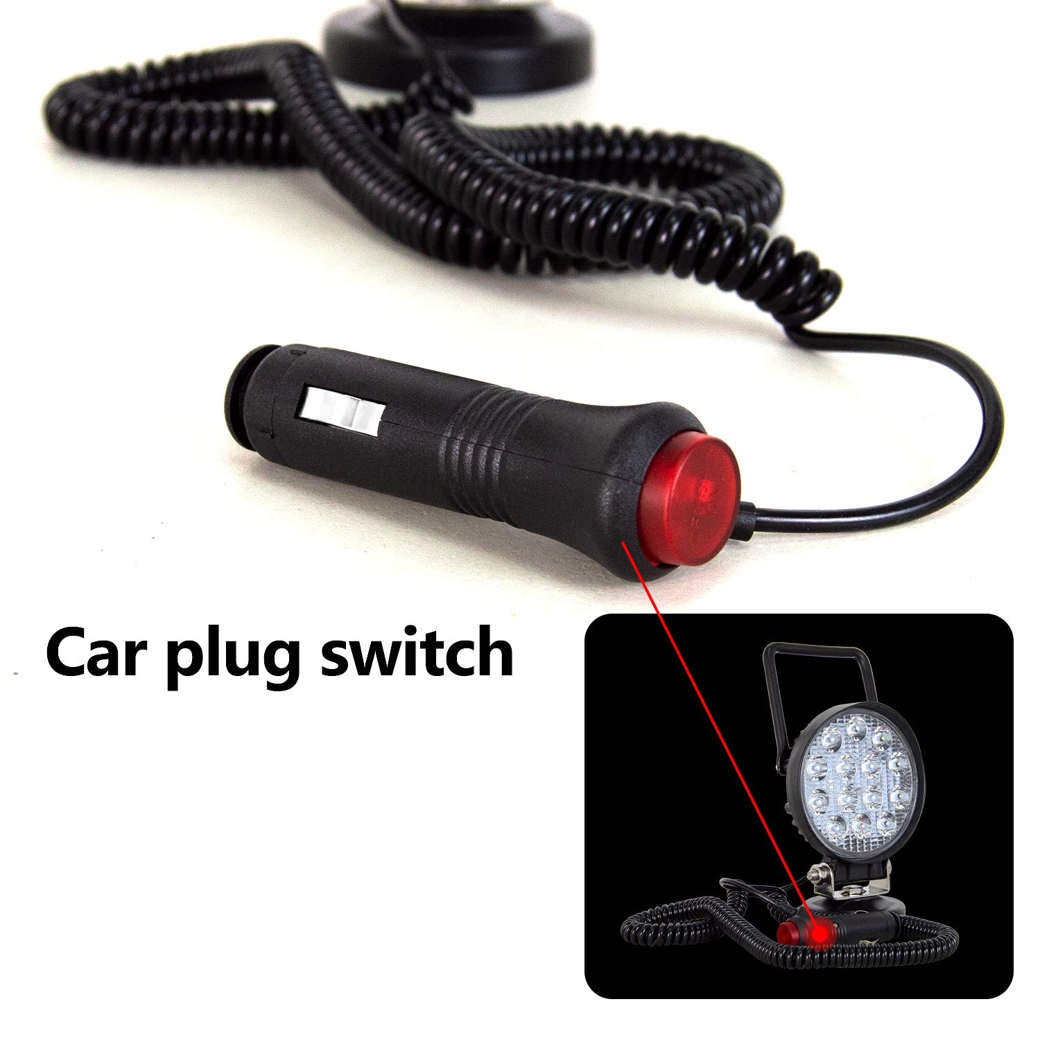 Willpower 4 inch 27W Round Portable LED Work Light Offroad Spot Light Cigarette Lighter Switch with Magnetic Base Holder for Car SUV Trailer Tractor Truck Engineering Maintenance Camping - Image 6