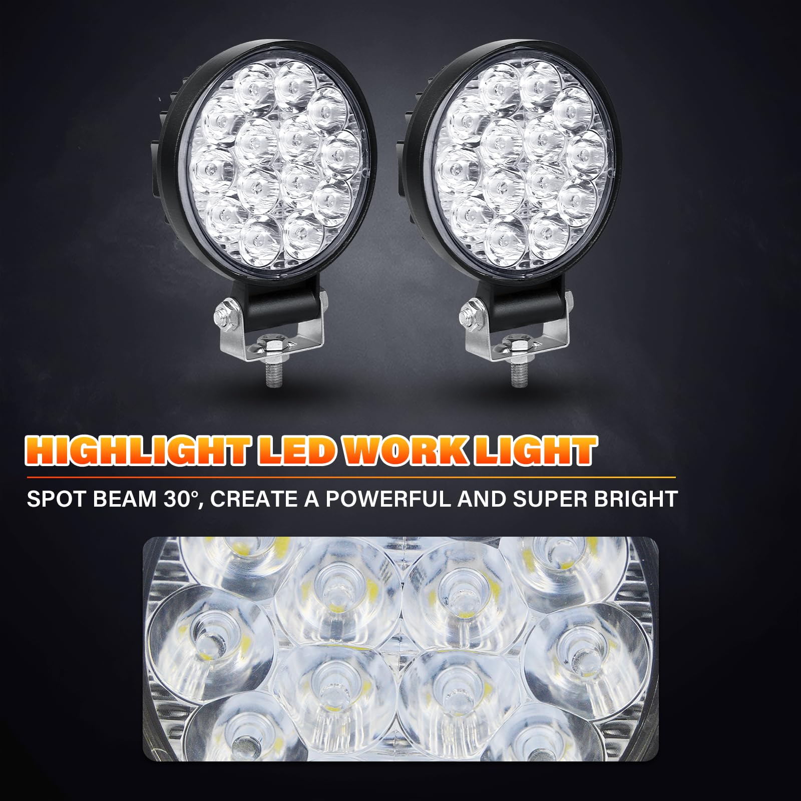 Willpower 4 Pieces 4 inch 10cm 42W Mini Ultra Thin LED Work Light Spot Beam LED Pods Driving Lights 12V 24V Offroad Fog Lamps for Truck Tractor Boat 4x4 Car SUV ATV Excavator - Image 3