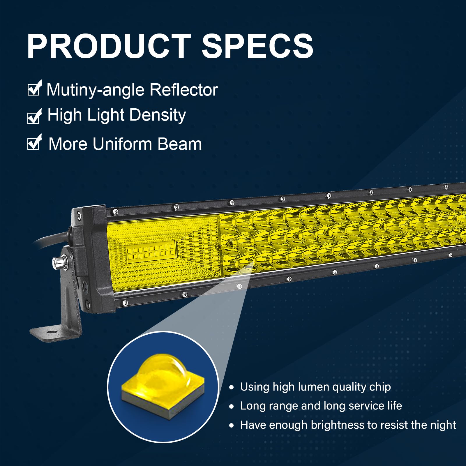 Willpower 42 inch 540W Straight Triple Row 7D Led Light Bar Flood Spot Driving Lights Off Road Lights with Wiring Harness for Pickup Truck ATV UTV Wrangler SUV Dodge Ram 4x4,3000K 12-24V - Image 4