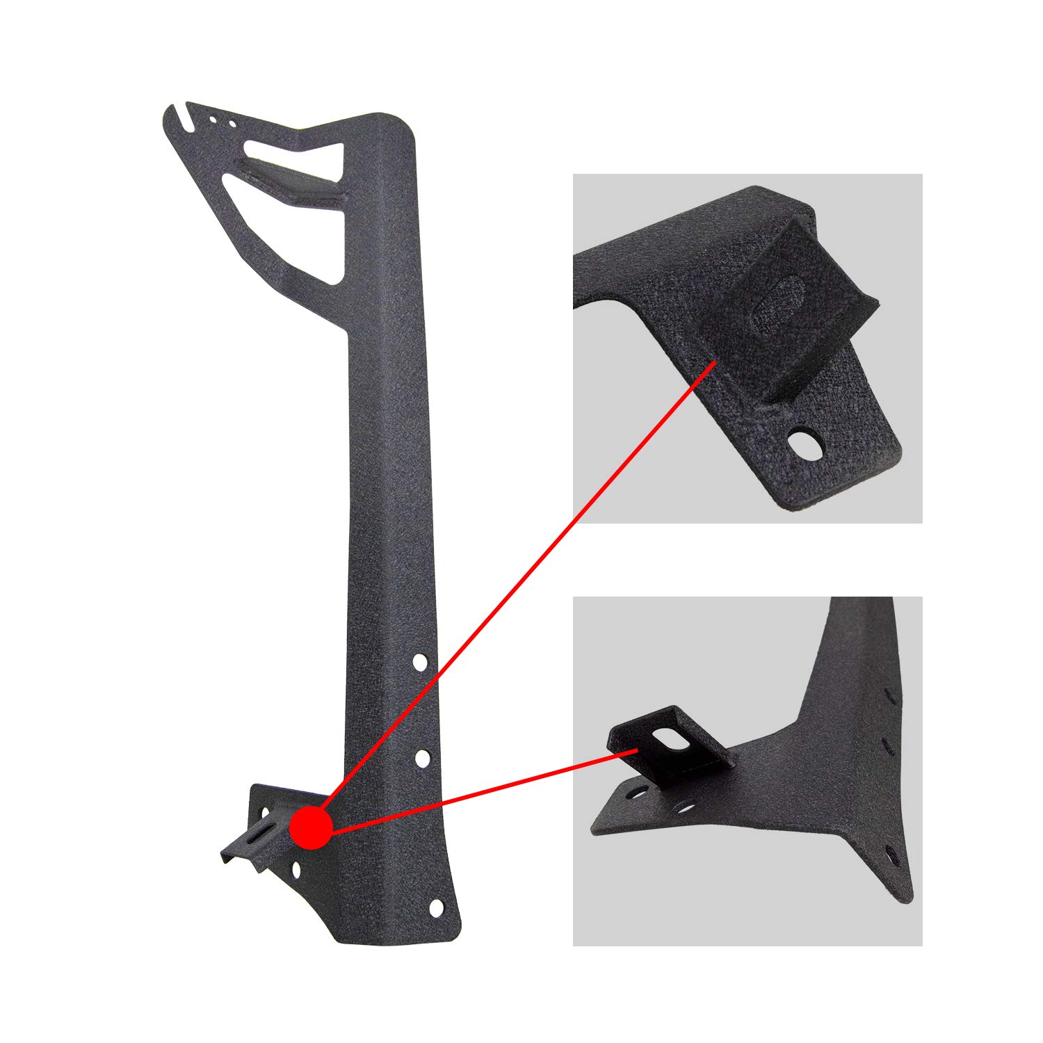 Willpower 52 inch LED Light Bar Upper Windshield Mounting Bracket Lower Corner Brackets for 2007-2017 Jeep Wrangler JK 4WD, Wrangler Unlimited JK 4WD/2WD - Image 3