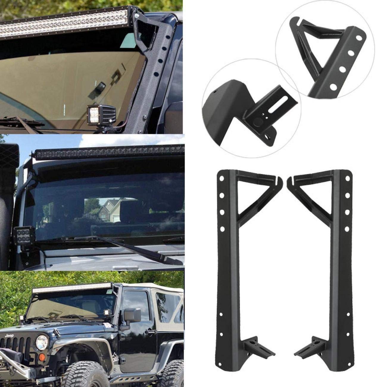 Willpower 52 inch LED Light Bar Upper Windshield Mounting Bracket Lower Corner Brackets for 2007-2017 Jeep Wrangler JK 4WD, Wrangler Unlimited JK 4WD/2WD - Image 8