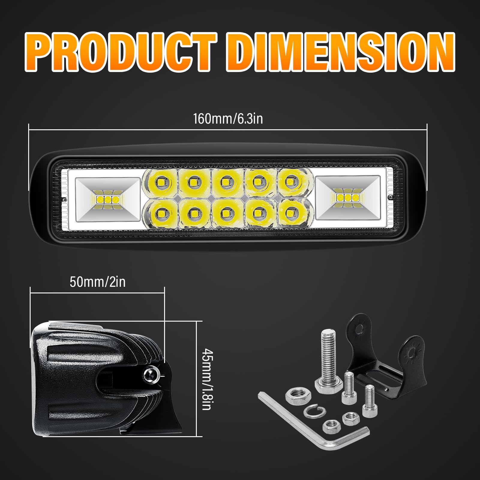 Willpower 6 inch LED Work Light Bar, 24W LED Driving Lamp Floodlight 12V 24V Headlight with Mounting Bracket for Jeep Truck SUV ATV Boat,2 Pieces - Image 4