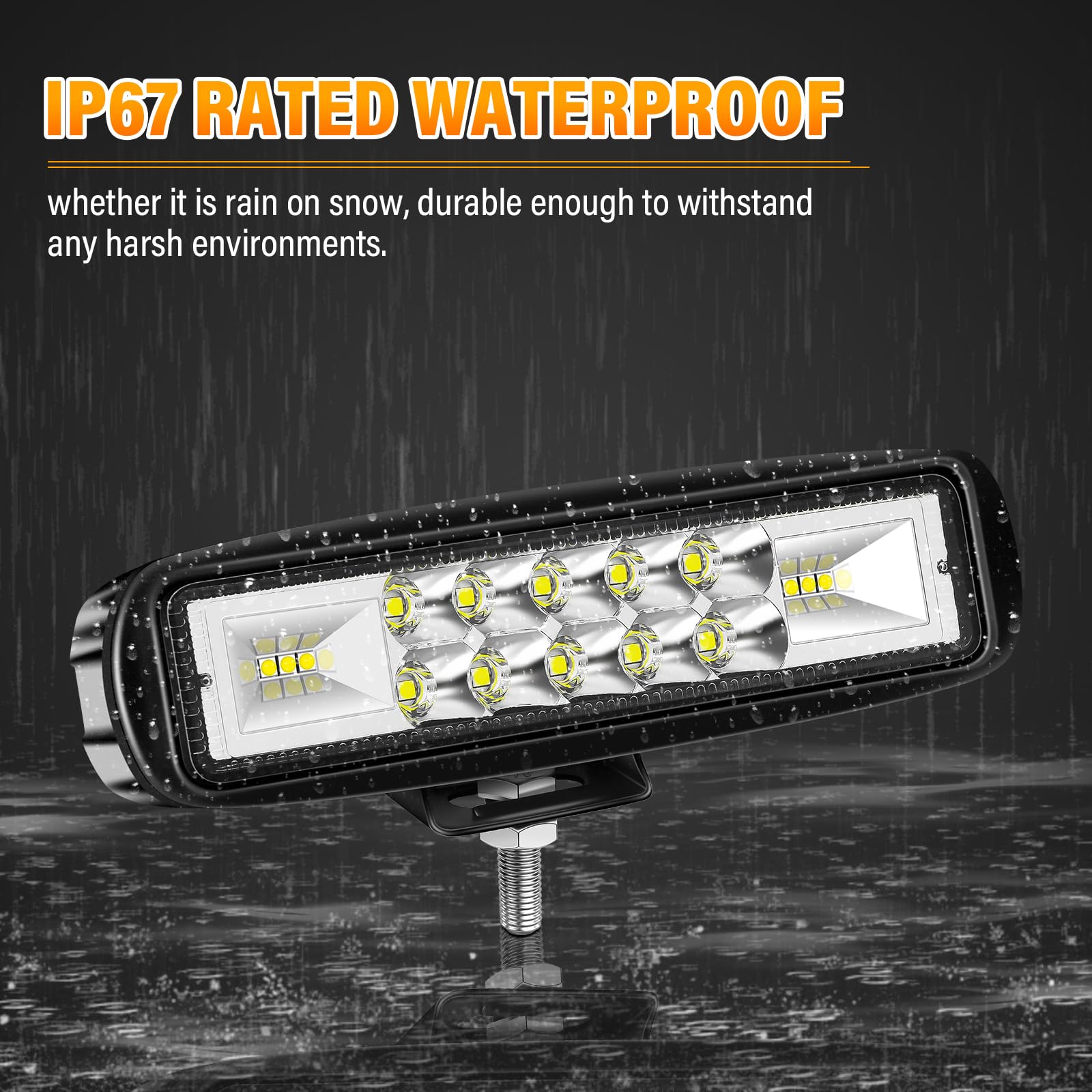 Willpower 6 inch LED Work Light Bar, 24W LED Driving Lamp Floodlight 12V 24V Headlight with Mounting Bracket for Jeep Truck SUV ATV Boat,2 Pieces - Image 6