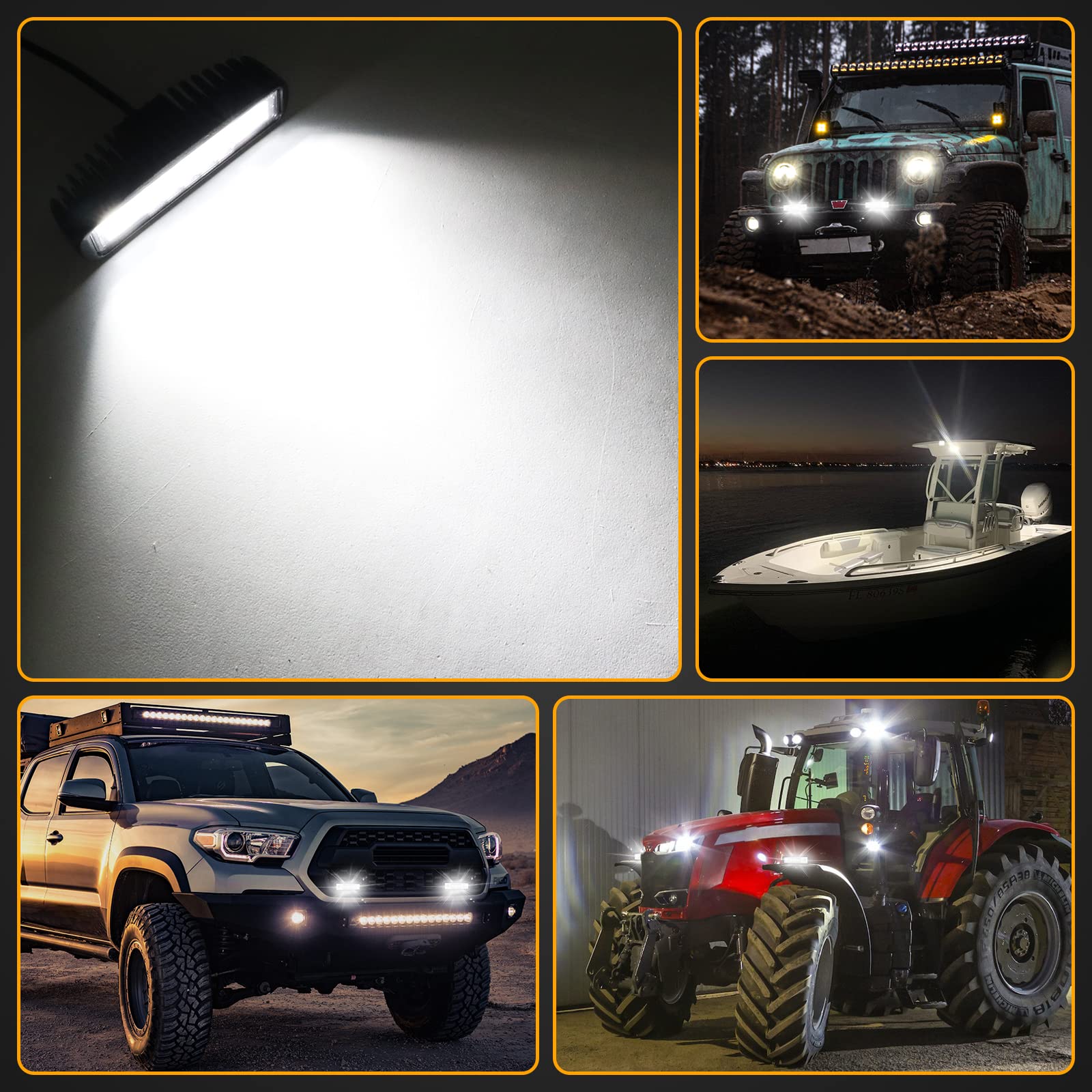 Willpower 6 inch LED Work Light Bar, 24W LED Driving Lamp Floodlight 12V 24V Headlight with Mounting Bracket for Jeep Truck SUV ATV Boat,2 Pieces - Image 8