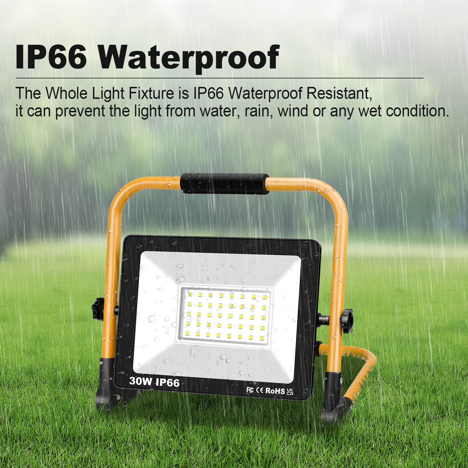 Willpower Adjustable Portable 30W LED Work Light 3000LM LED Flood Lights 10FT 3m Cord with Plug 6000K for Repairing Workshop Garage Construction Job Site, IP66 Waterproof Equivalent 240W Halogen - Image 6
