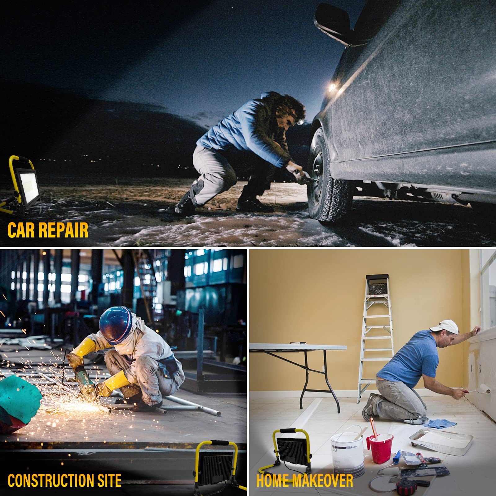 Willpower Adjustable Portable 30W LED Work Light 3000LM LED Flood Lights 10FT 3m Cord with Plug 6000K for Repairing Workshop Garage Construction Job Site, IP66 Waterproof Equivalent 240W Halogen - Image 9