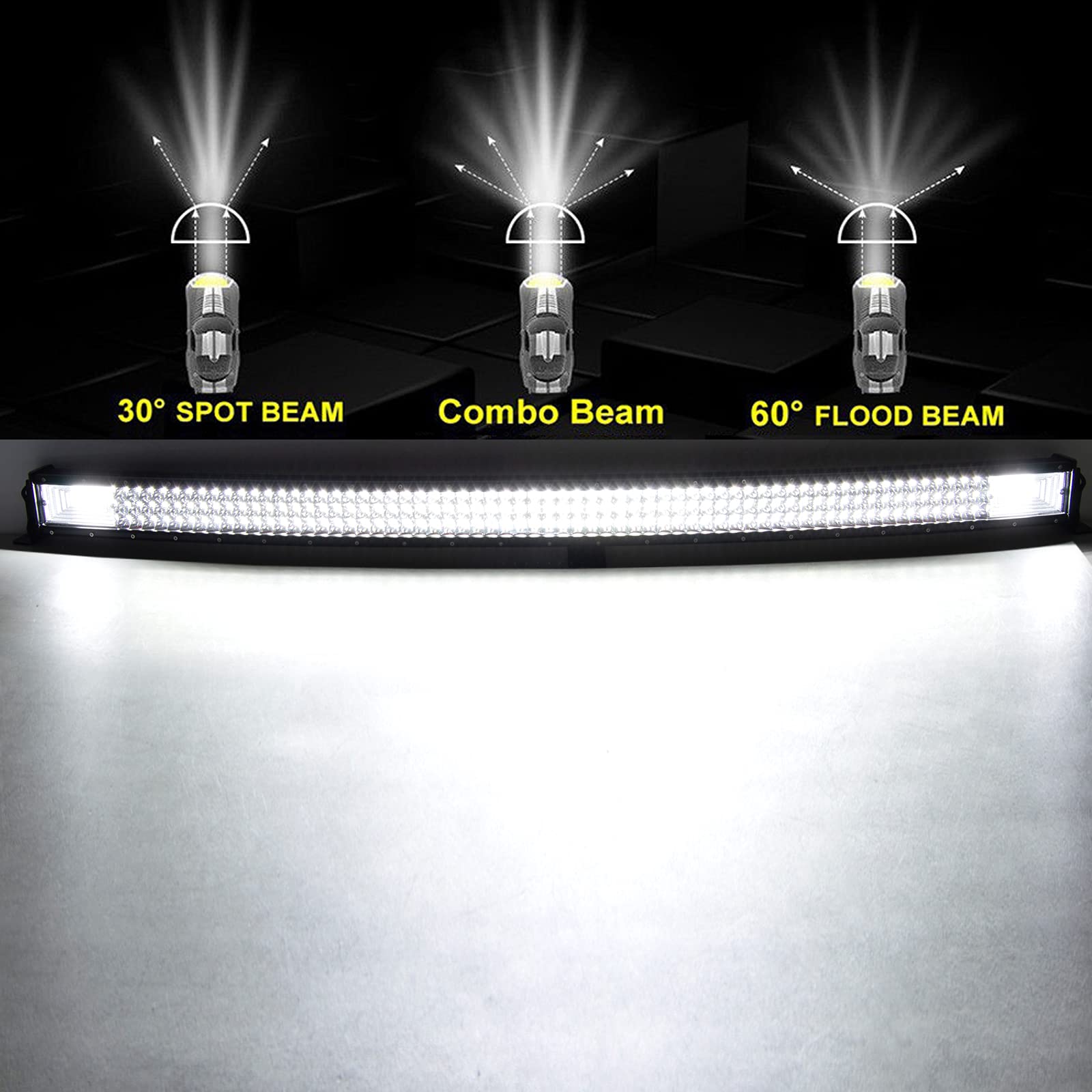 Willpower Curved 22 inch 270W Car Led Light Bar with 12V Strobe Remote Control Wiring Harness Cable Kit 6000K Flood Spot Beam Tri Row Driving Work Lamp for Jeep Off Road Truck SUV 4x4 - Image 9