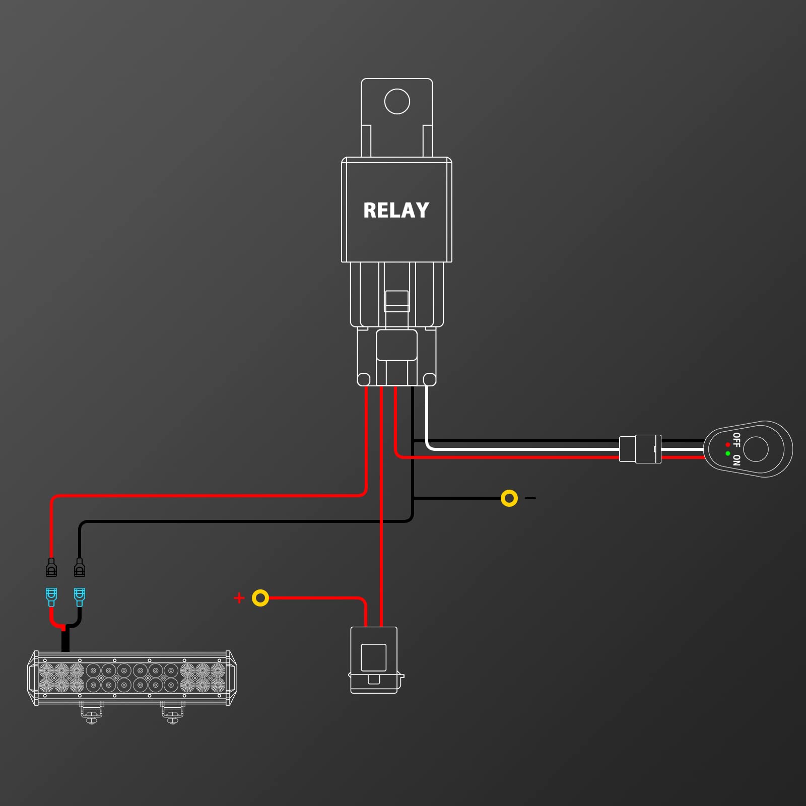 Willpower Wiring Harness Kit 1 Lead 10FT 3 Meter Led Work Light Bar 12V 24V Wiring ON/Off Switch 40A Relay Harness Kit for Off Road ATV Jeep Included - Image 7