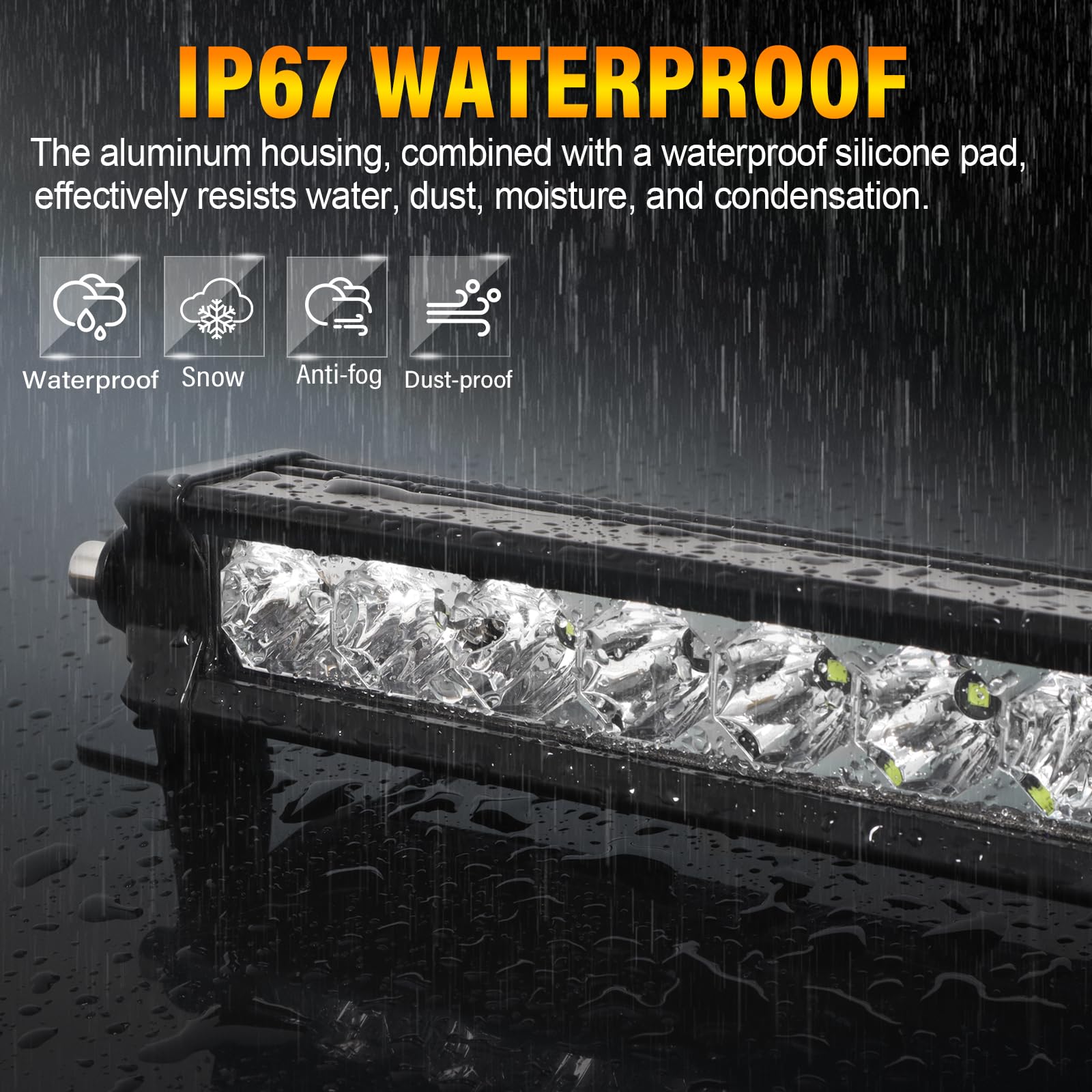 Willpower LED Light Bar,10 inch 30W Flood Spot Beam 3600LM IP67 Offroad 4X4 Single Row Driving Fog Lamp for Vehicle Jeep Pickup Truck SUV ATV UTV Boat, Side & Sliding 2 Mounting Bracket - Image 6