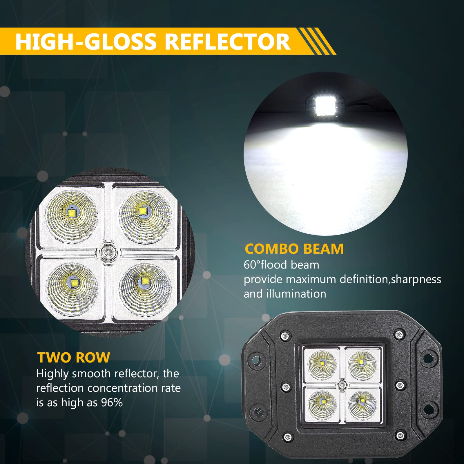 Willpower LED Light Bar 2 x 12W 3 inch Flood LED Light Bar Work Lights LED Pods Cube Lights Driving Fog Lights with Mounting Bracket for Off Road, Jeep, Truck, Car, ATV, SUV - Image 4