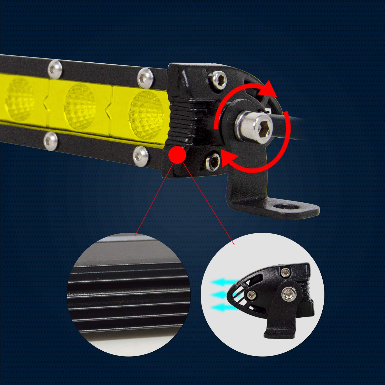 Willpower LED Light Bar,7 Inch Led Pods Flood Work Light 3000LM Single Row Light Bar Off Road Driving Led Work Lights for Jeep UTV ATV Truck Boat Waterproof - Image 4